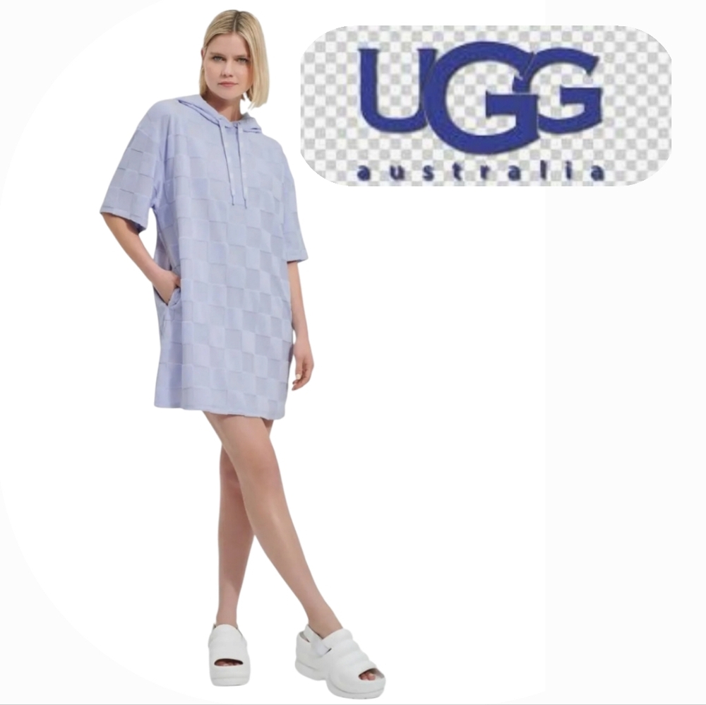 🆕️UGG Australia Kassey Checkerd Kvinder Purple Hooded Dress. Women's Size: XL.